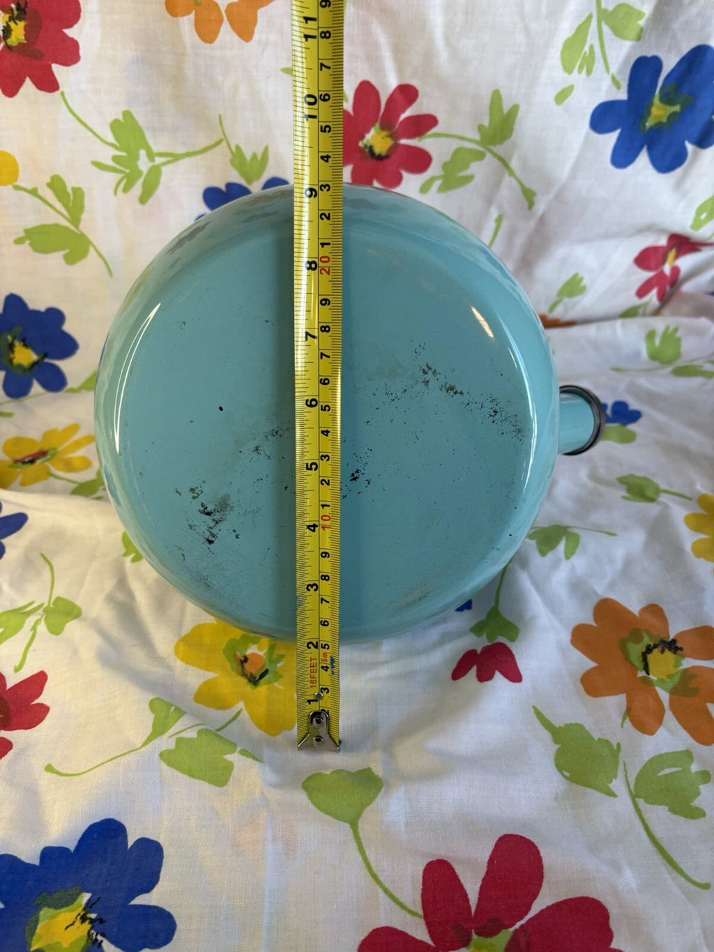 Vintage Chantal Tea Kettle 1.8 QT Enamel Whistling Pot Aqua Teal Blue