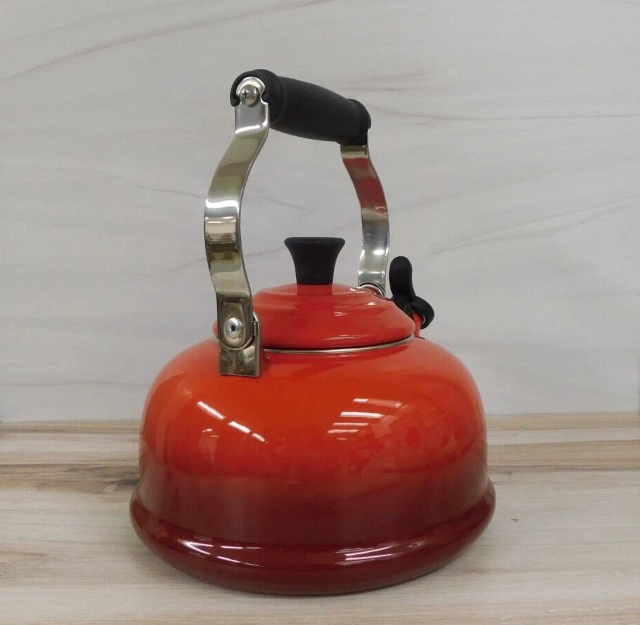 Le Creuset Enamel on Steel 1.7 Quart Classic Whistling Kettle, Cerise Red - New