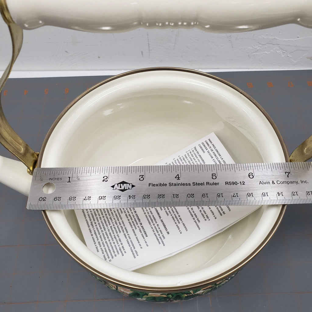 VTG Tabletops Unlimited Enamelware Kensington Garden 2 Qt Tea Kettle NIB