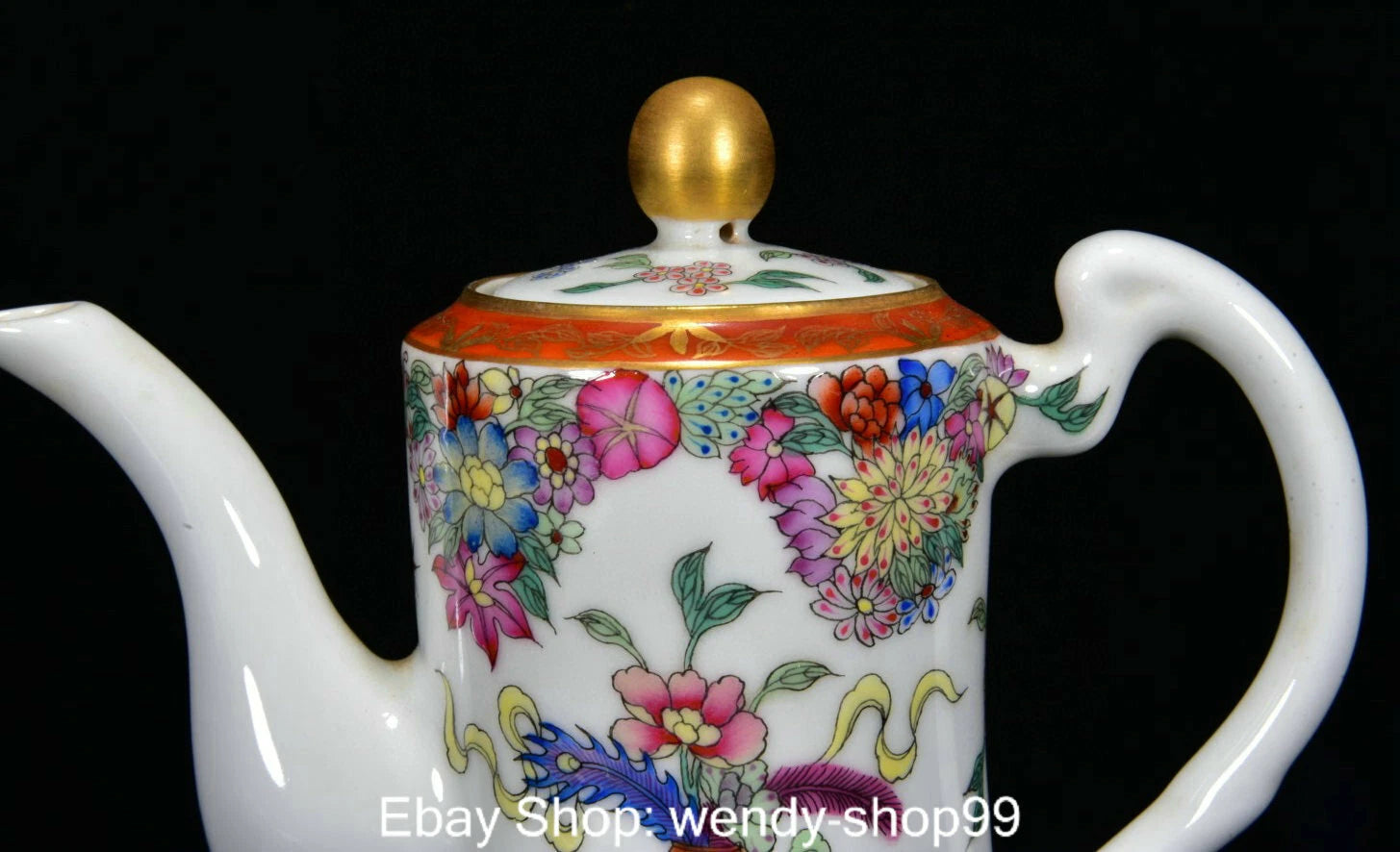 QianLong Dynasty Enamel Colour Porcelain Ruyi Flower Vase Wine Tea Pot Flagon