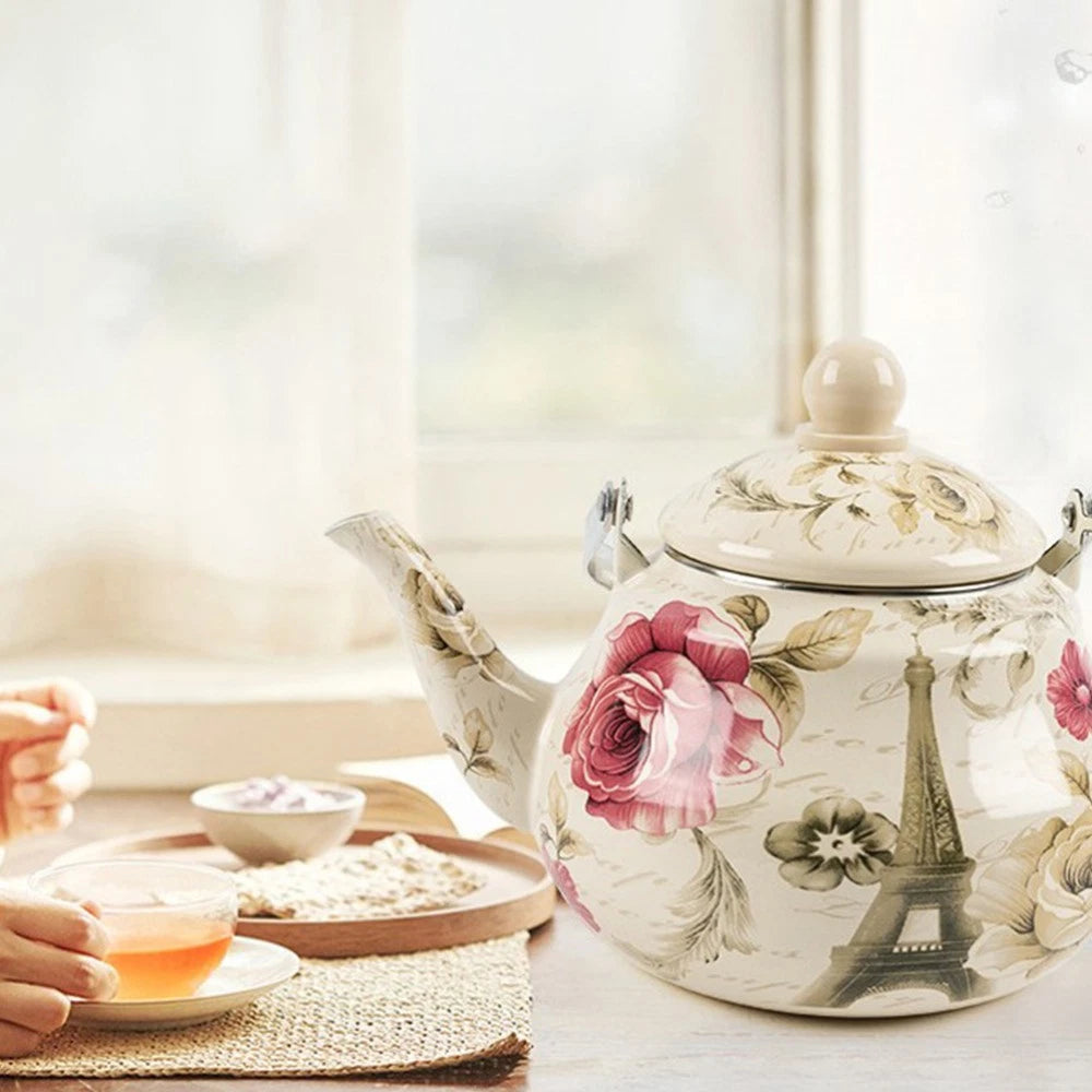 Pear Shaped Pot Travel Boiling Water Kettle Porcelain Enamel Tea