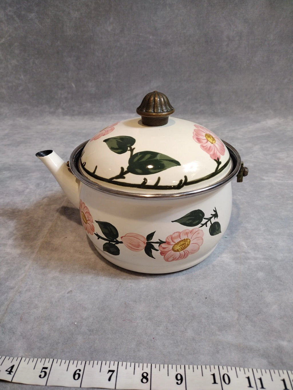 VTG, Villeroy & Boch, "Wild Rose" Enamel, Metal, Tea Pot, Kettle, With Lid