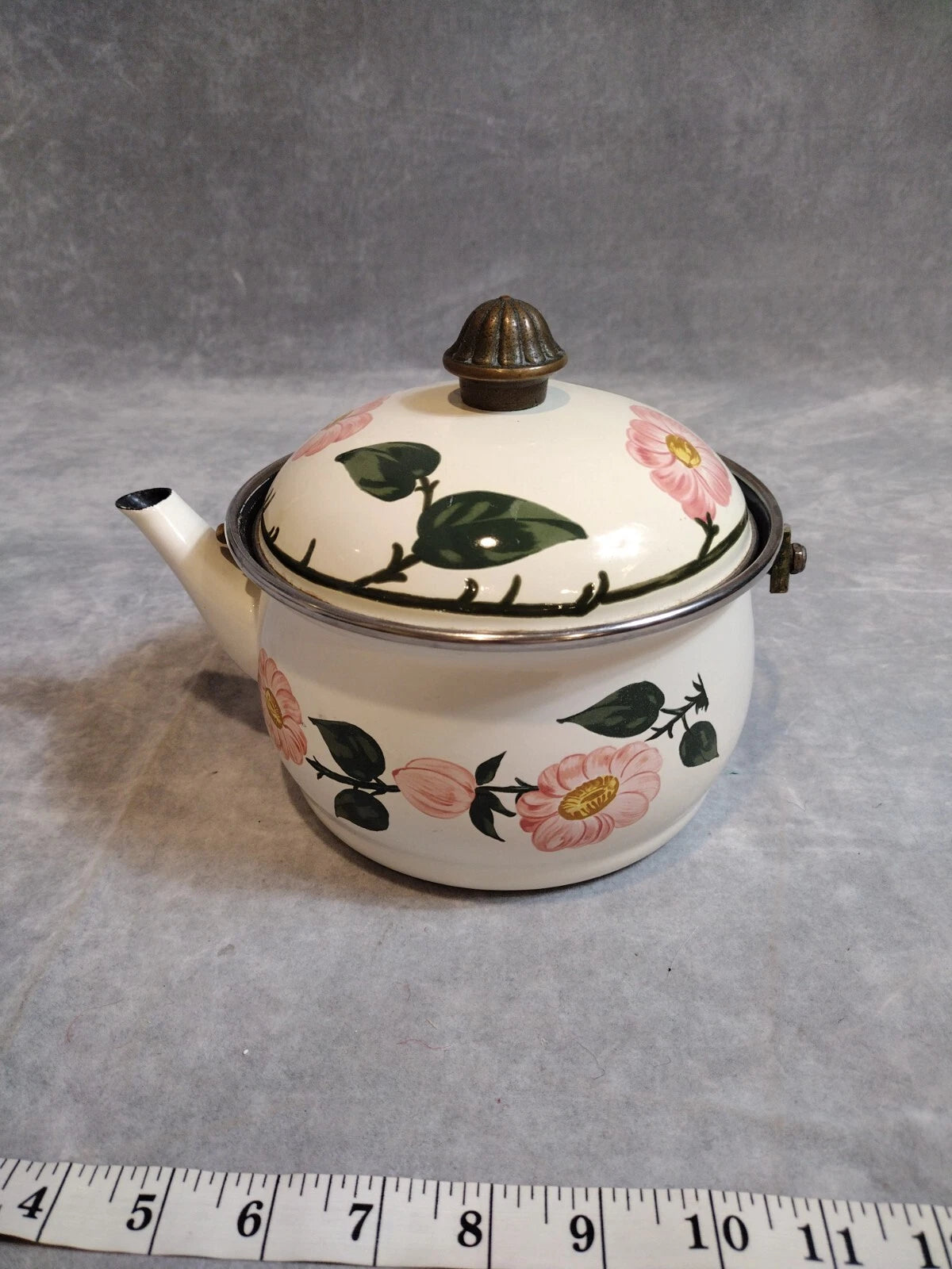 VTG, Villeroy & Boch, "Wild Rose" Enamel, Metal, Tea Pot, Kettle, With Lid