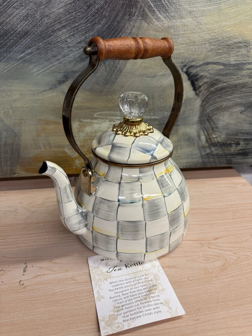 MacKENZIE CHILDS 2 QT STERLING CHECK TEA KETTLE 🌹🫶🏼