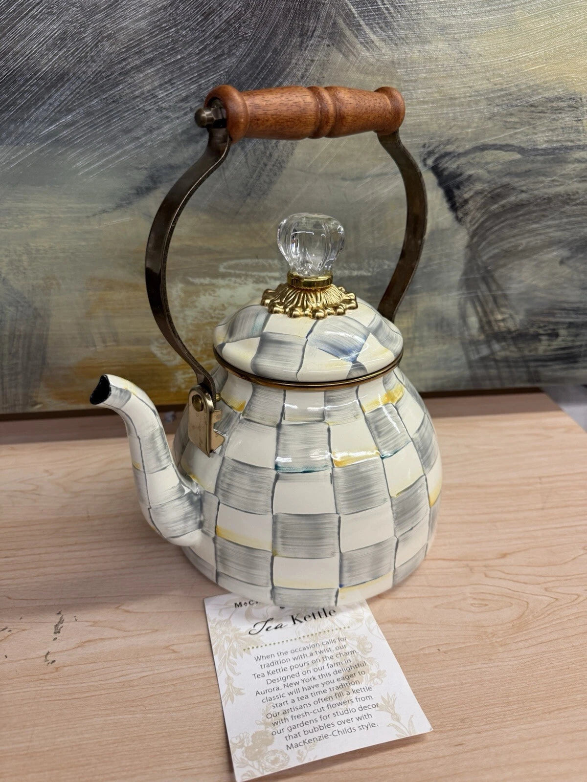 MacKENZIE CHILDS 2 QT STERLING CHECK TEA KETTLE 🌹🫶🏼