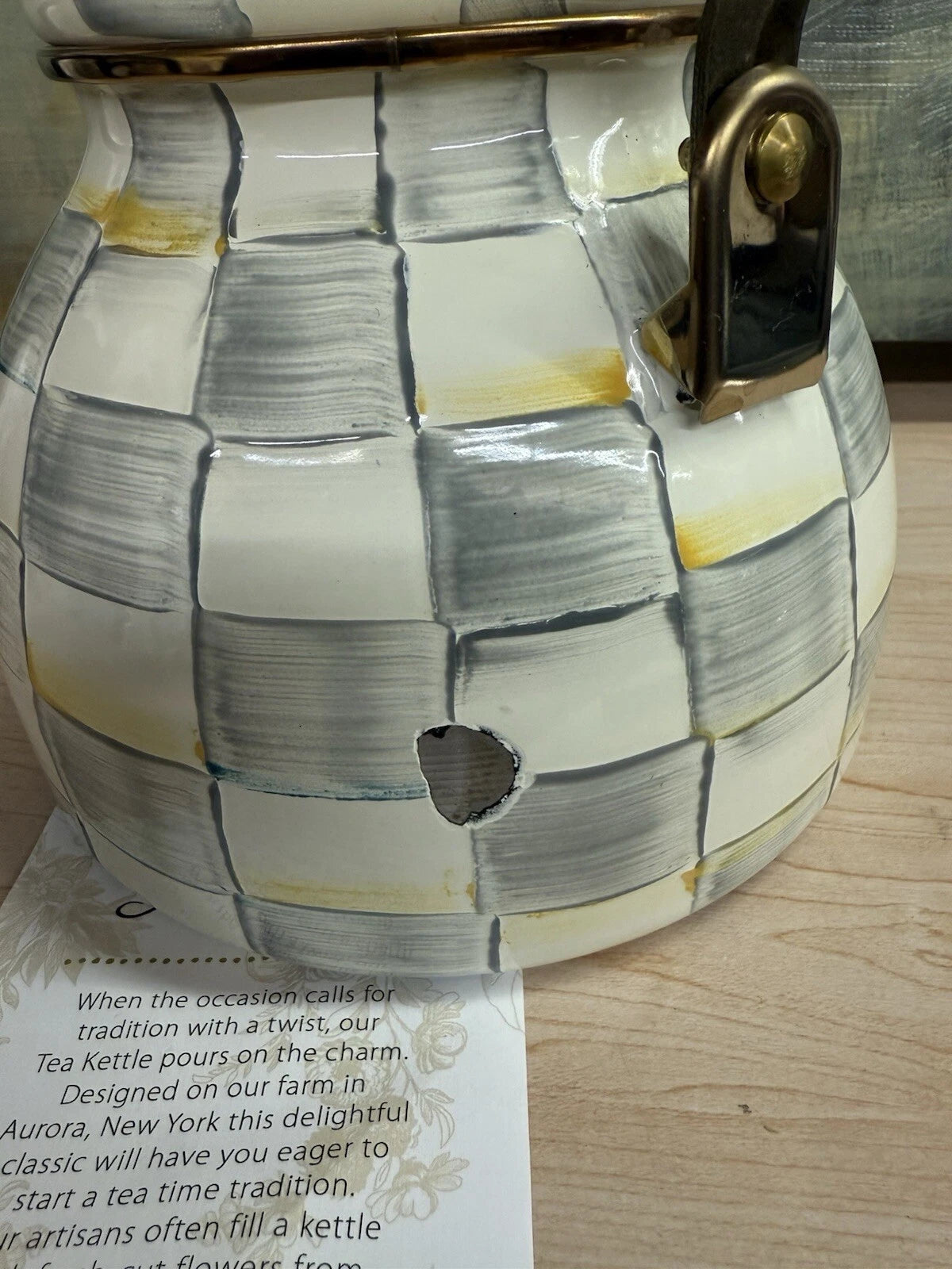 MacKENZIE CHILDS 2 QT STERLING CHECK TEA KETTLE 🌹🫶🏼