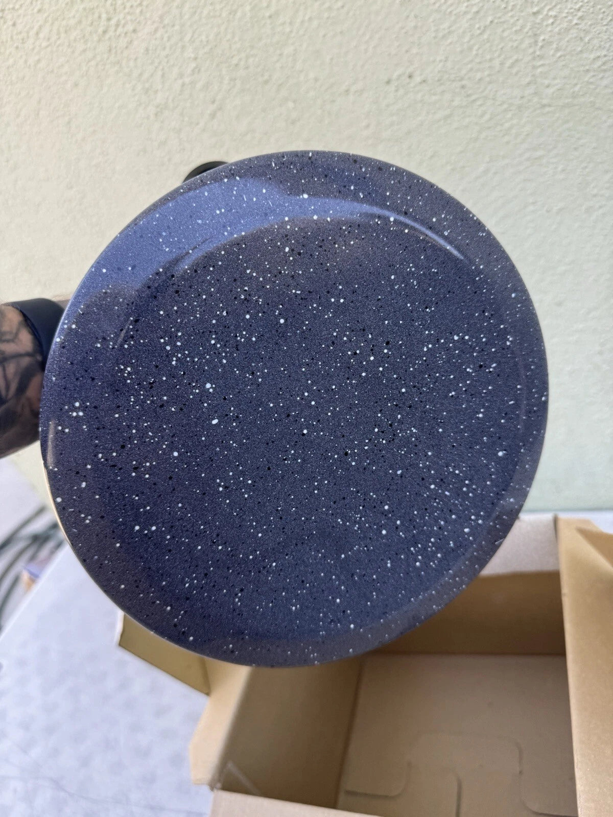 Vintage Copco Jazz Whistling Enamel Tea Kettle Pot 2.5qt Art Deco Dark Granite