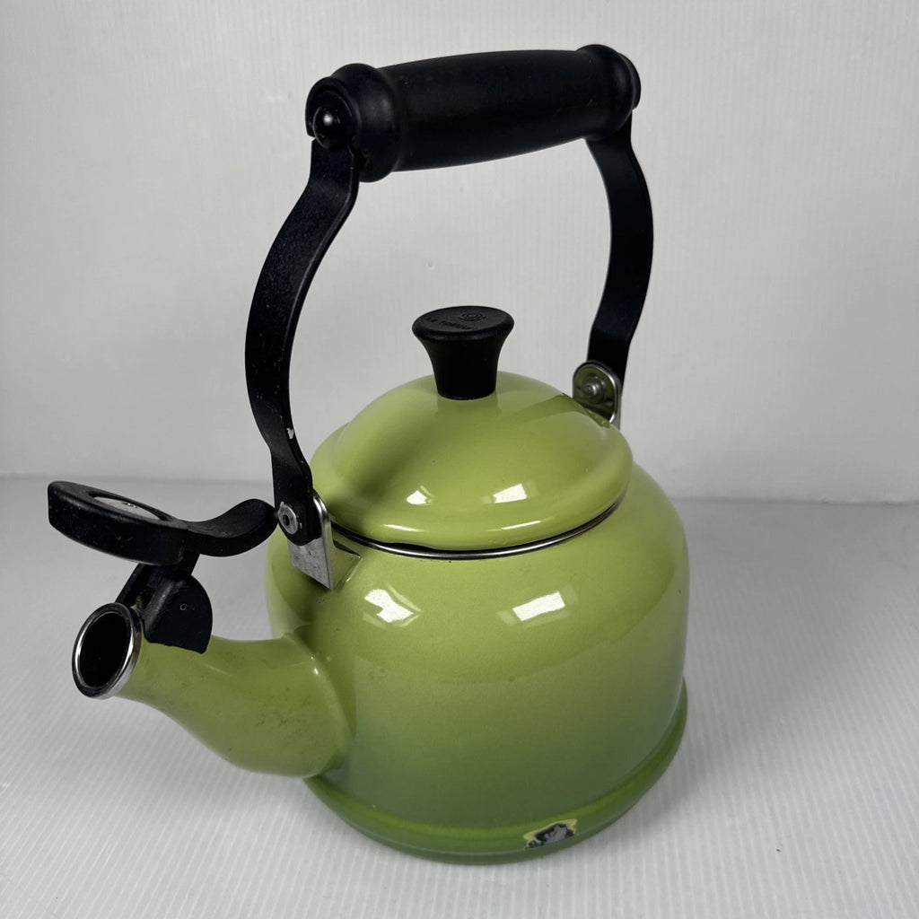 Le Creuset Enamel on Steel 1.25 Qt Palm Green Ombré Whistling Tea Kettle