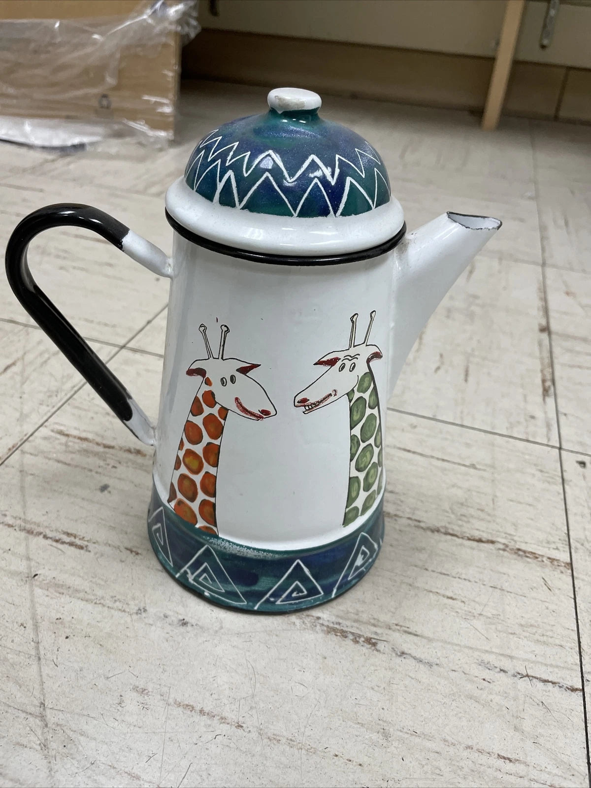 Smaltum Praha Enamelware Teapot Kettle Czech