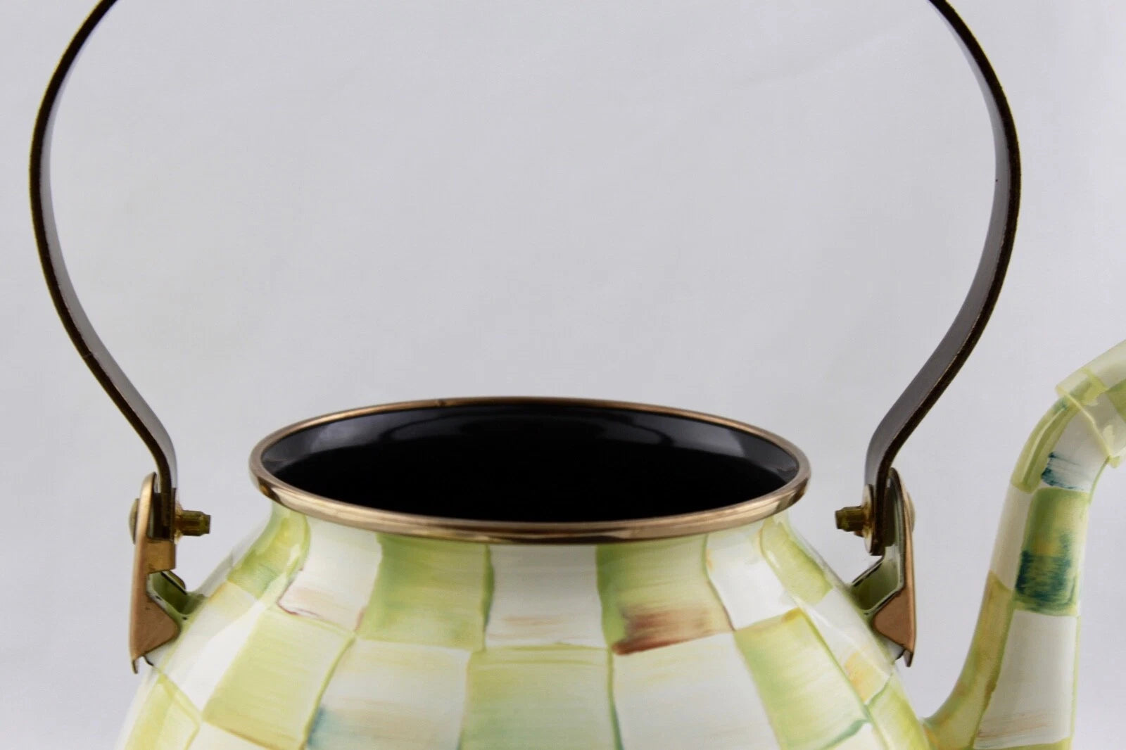 MACKENZIE CHILD PARCHMENT TEAPOT KETTLE ENAMEL AMBER FINIA - NEW