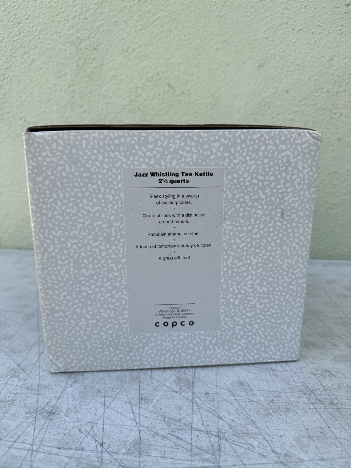Vintage Copco Jazz Whistling Enamel Tea Kettle Pot 2.5qt Art Deco Dark Granite