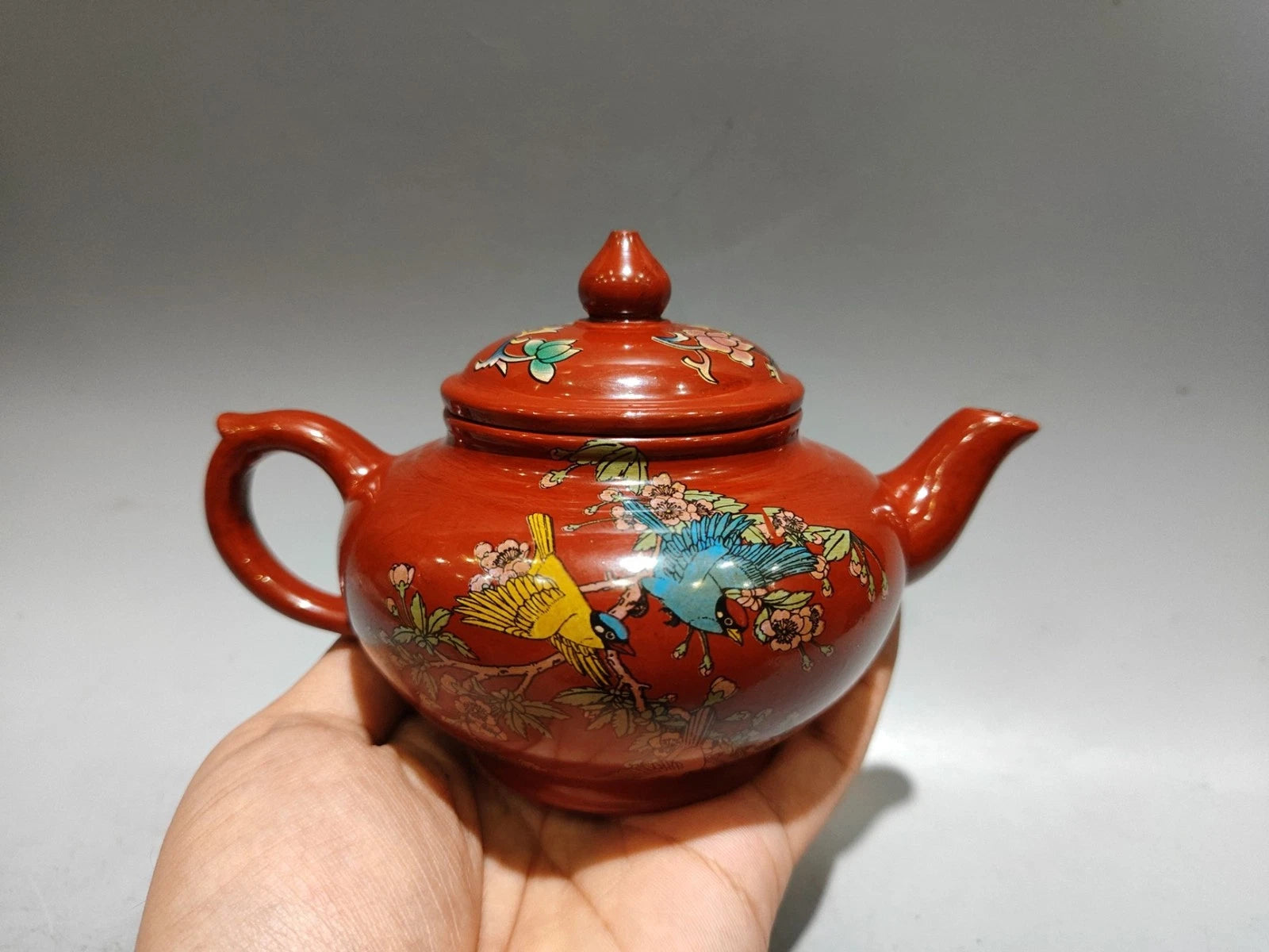 Yixing Zisha Pot Scholarly Aesthetic Kitchen Cute Sculpted Enamel Painted Floral