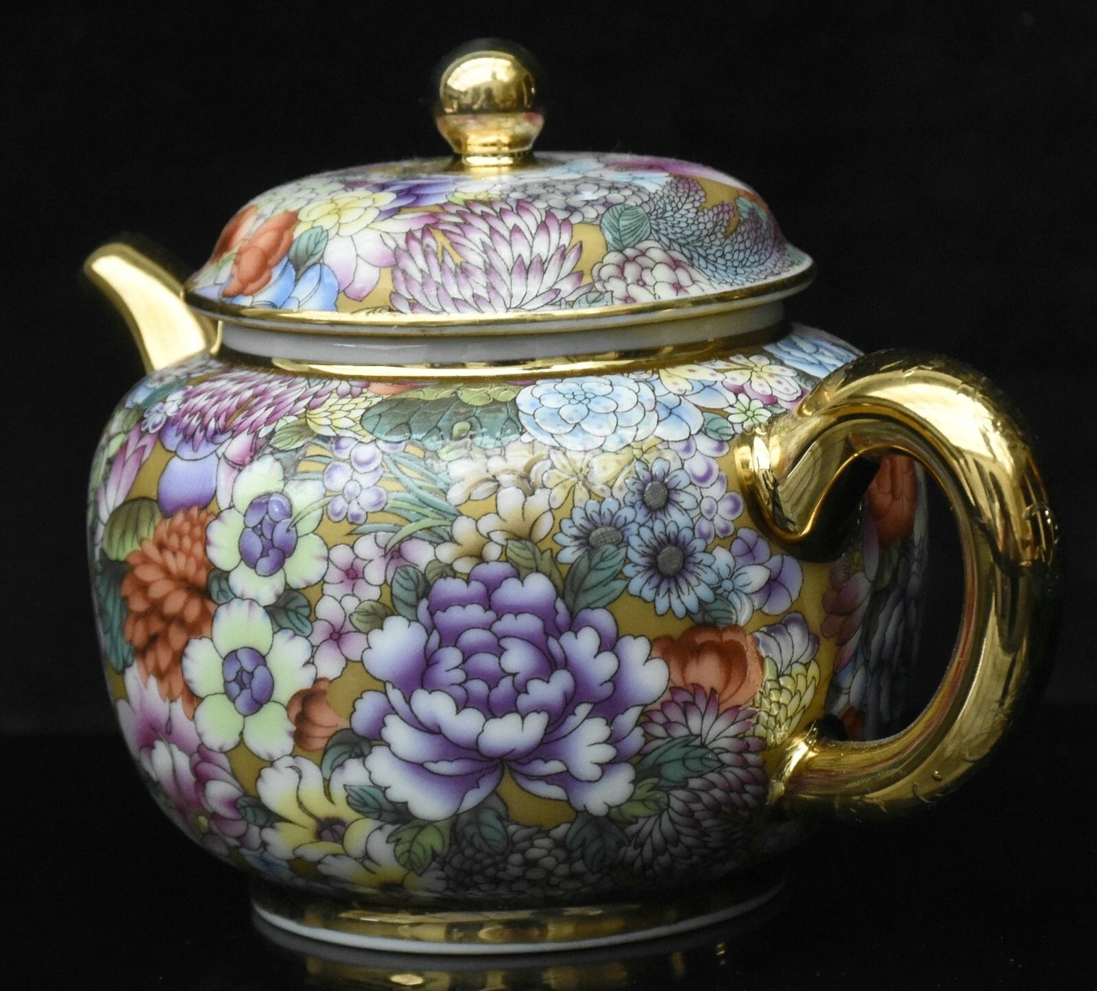 5.5'' Qianlong Enamel Colour Porcelain Gilt Flower Pattern Wine Tea Pot Flagon-