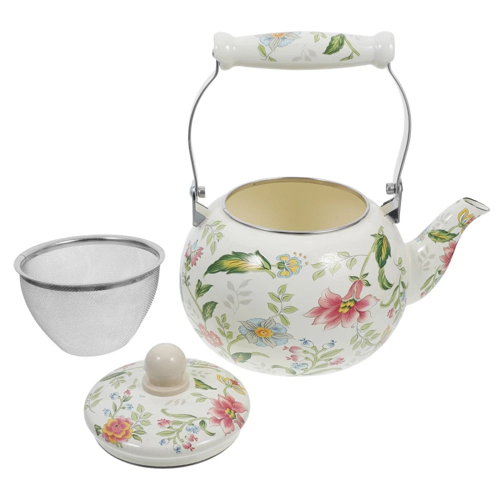 Thickened Enamel Boiling Kettle Alipis Tea Vintage Teapot W Strainer