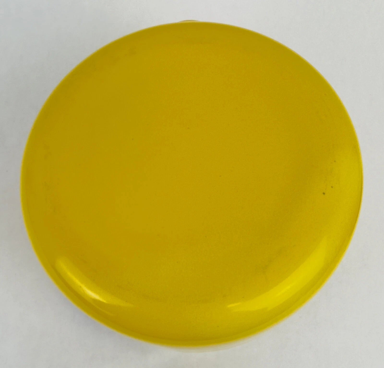 Vintage Yellow Enamel Teapot Tea Kettle MCM Teak Wood Handle