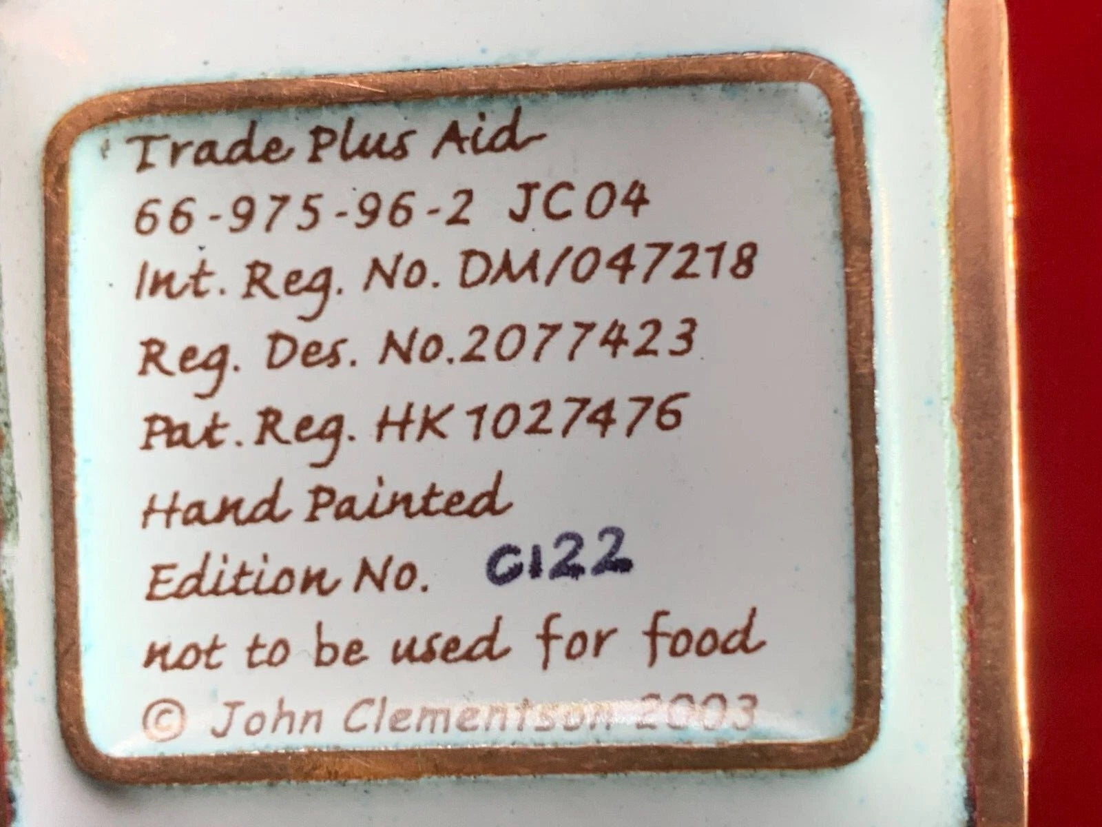 John Clementson Miniature Cello Funk Brass and Enamel Teapot