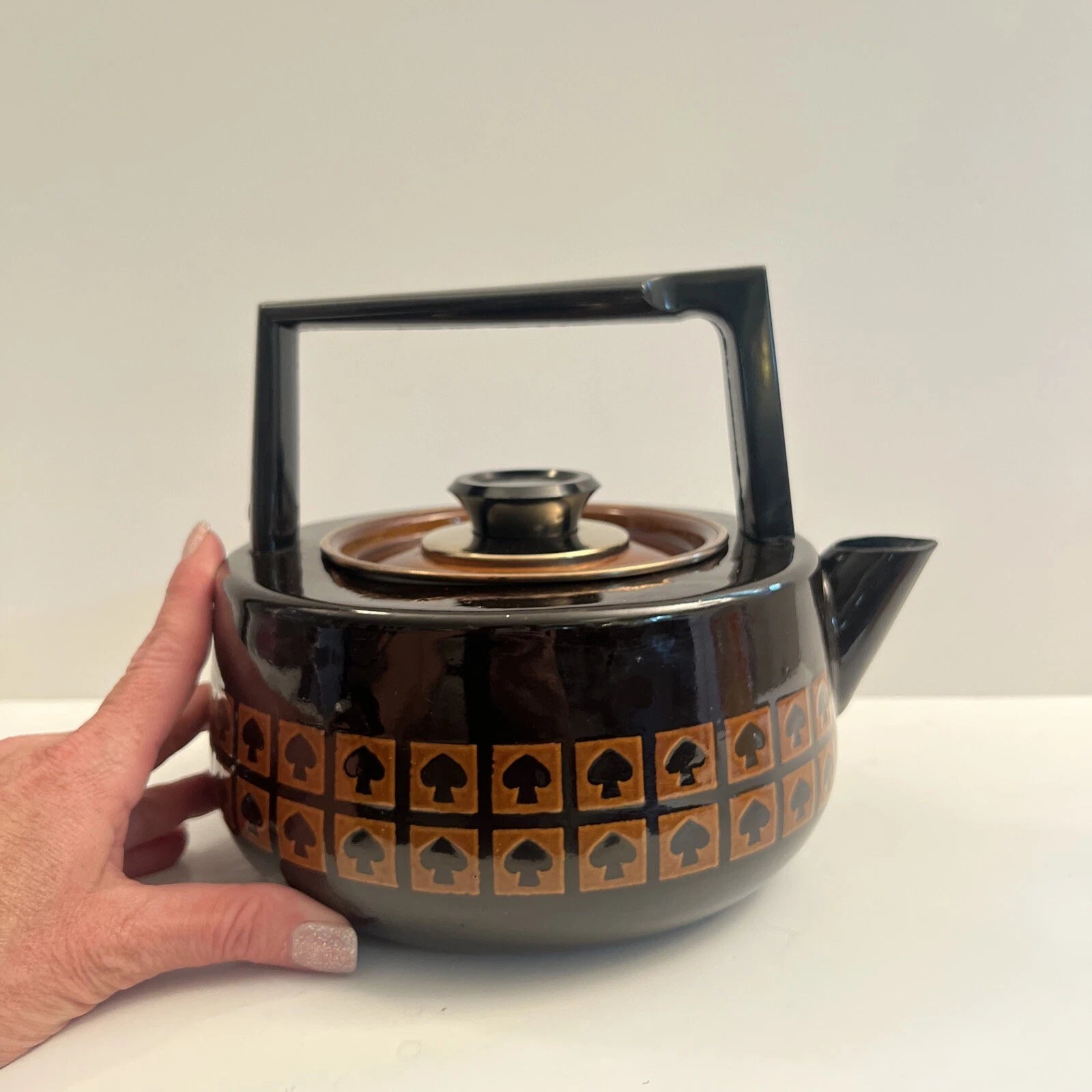 Mid-century Modern West Bend USA Le Provencal Enamel Tea Pot Water Kettle Xlnt!