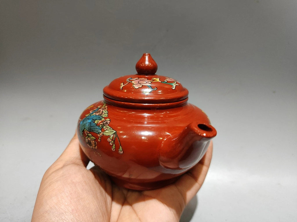 Yixing Zisha Pot Scholarly Aesthetic Kitchen Cute Sculpted Enamel Painted Floral