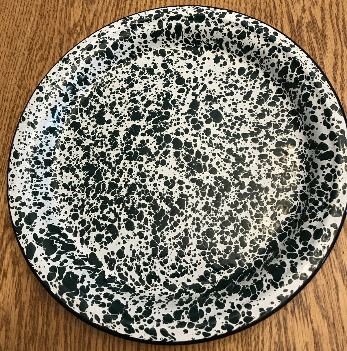 Green & White Speckled Enamel Lot Of 3 Coffee Tea Pot, Rectangle & Round Pan B38