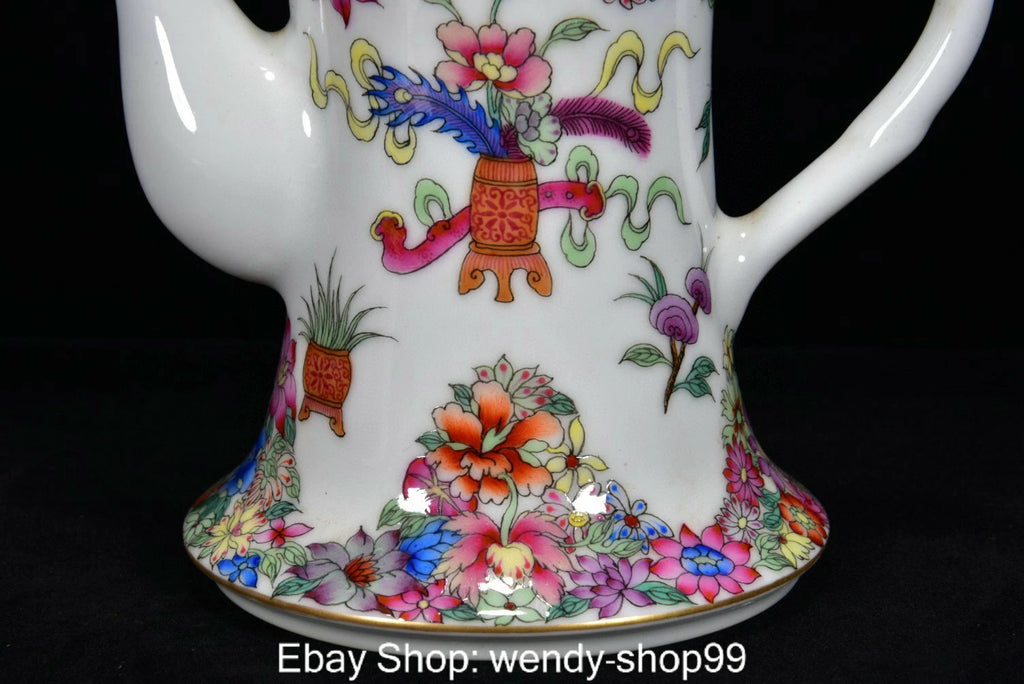 QianLong Dynasty Enamel Colour Porcelain Ruyi Flower Vase Wine Tea Pot Flagon