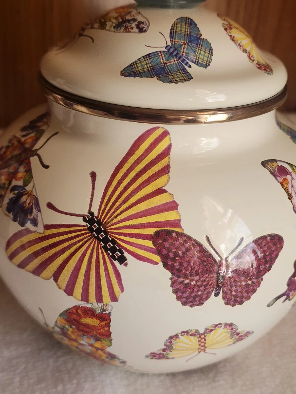 Retired - Mackenzie Childs White Butterfly Garden 4 Cup Teapot NWOT