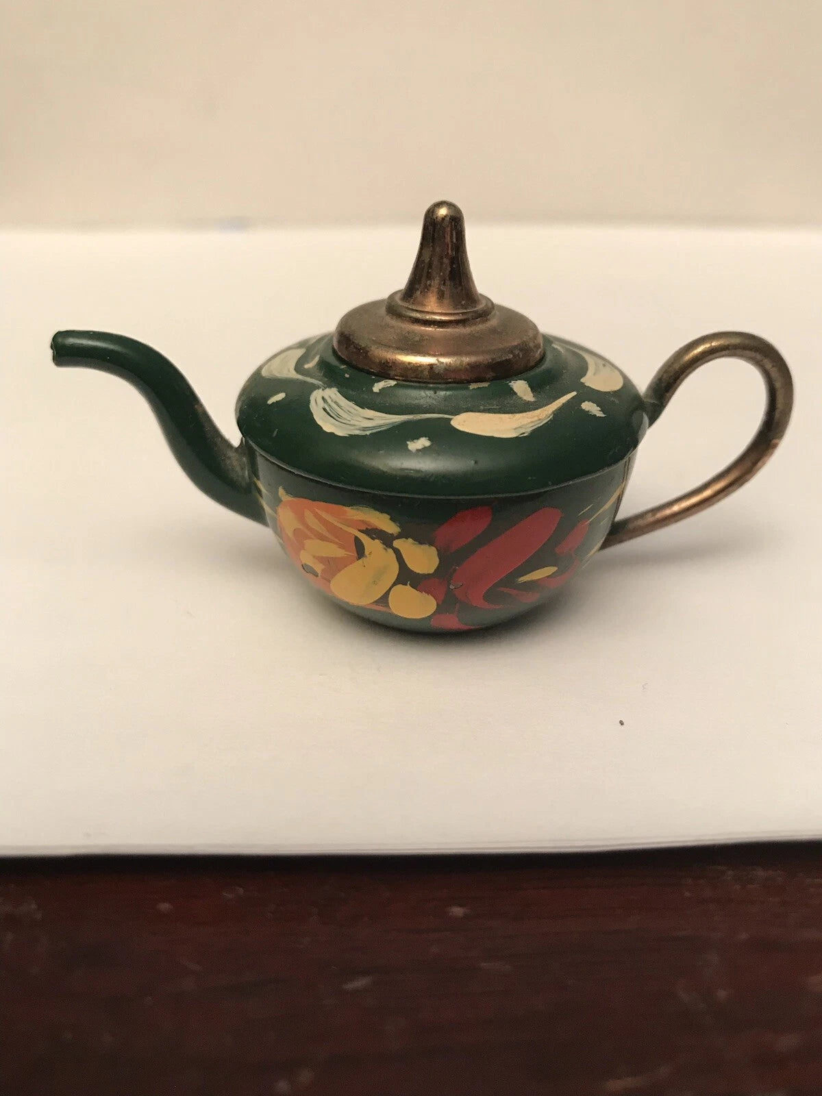 Minature Tole Enamel English dollhouse  Teapot