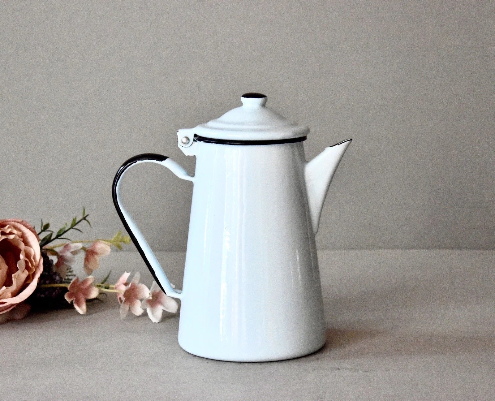 Vintage Enameled Coffee Kettle Tea Pot Home Decor Vintage Decor