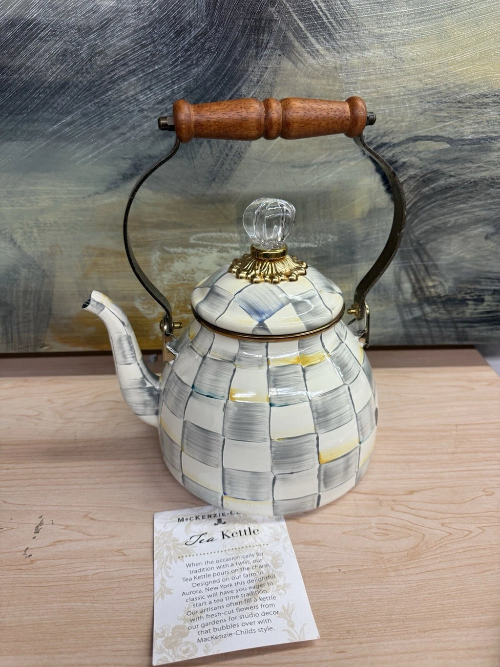 MacKENZIE CHILDS 2 QT STERLING CHECK TEA KETTLE 🌹🫶🏼