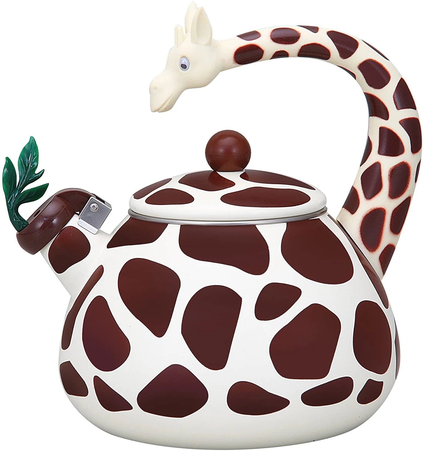 Whimsical 2.1 Quart Enamel-on-Steel Whistling Tea Kettle - Giraffe Design