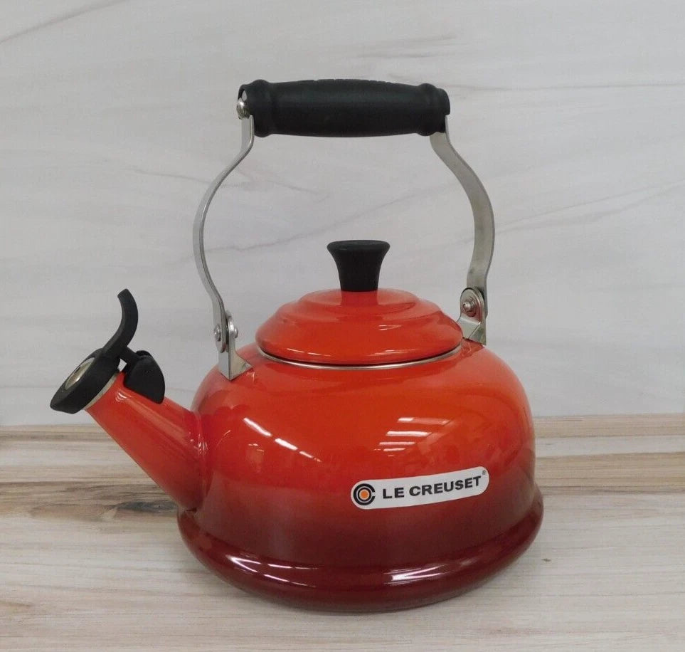 Le Creuset Enamel on Steel 1.7 Quart Classic Whistling Kettle, Cerise Red - New