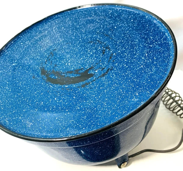 Vintage Cobalt Blue & White Speckled Enamelware Tea Pot Camping Kettle