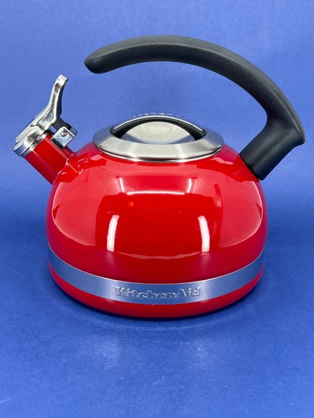 Kitchen Aid Enamel Whistling Tea Kettle Teapot EMPIRE RED Classic Design 2Qt