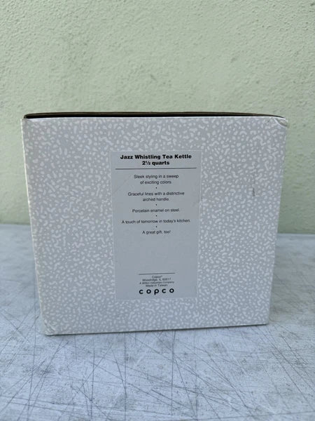 Vintage Copco Jazz Whistling Enamel Tea Kettle Pot 2.5qt Art Deco Dark Granite