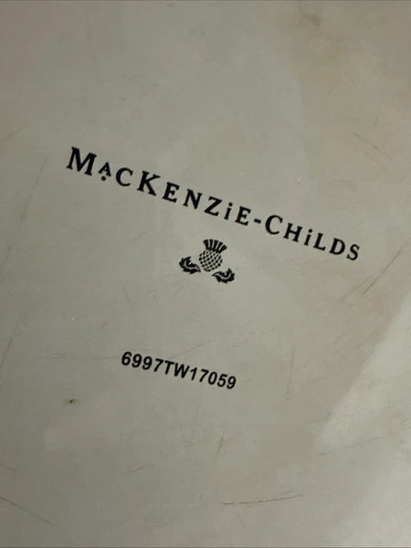 MacKenzie-Childs White Flower Market 3 Quart Qt Tea Kettle Enamel Teapot