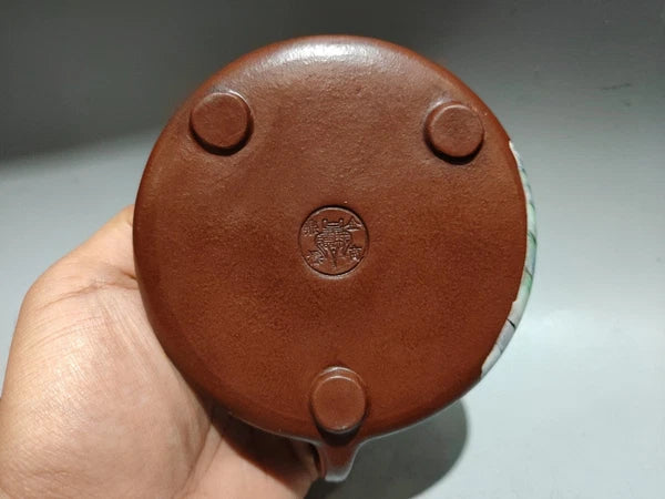 Yixing Zisha Pot Scholarly Aesthetic Kettle Ceramic Enameled Gilded Carved Tiger