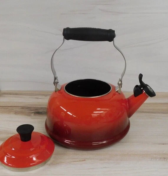 Le Creuset Enamel on Steel 1.7 Quart Classic Whistling Kettle, Cerise Red - New