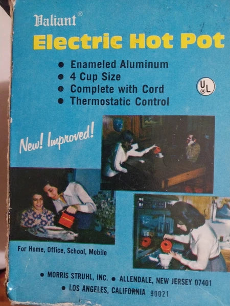 New Vtg   VALIANT Hot Water Pot 4  Enameled Aluminum  Flame Red