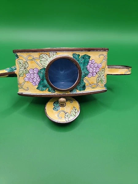 Kelvin Chen Miniature Teapot Porcelain Piece With Hummingbird and Grapes
