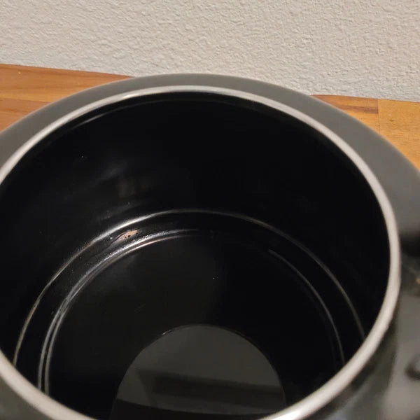 Vintage Copco-Style Black Enamel Tea Kettle Unbranded With Wood Handle & Knob