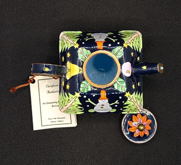 Rare Kelvin Chen Miniature Handpainted Enamel Teapot No 158 ~ 1999