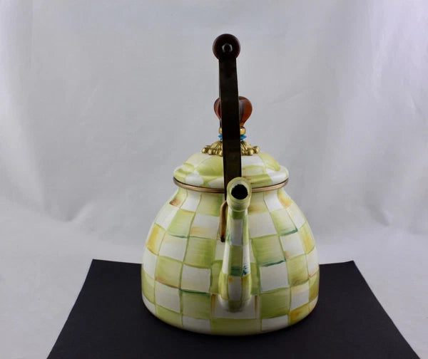 MACKENZIE CHILD PARCHMENT TEAPOT KETTLE ENAMEL AMBER FINIA - NEW