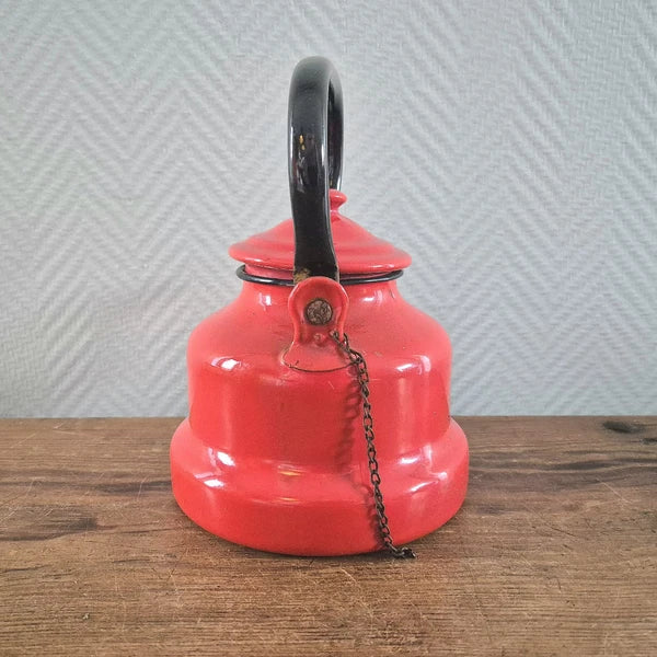 Vintage Enamel COFFEE POT Enamelware Teapot kettle Red Kaffeekanne Tea