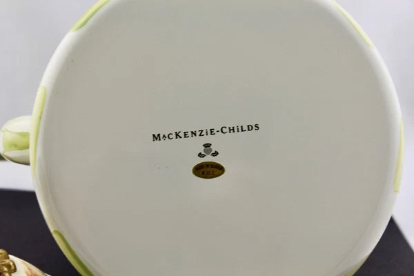 MACKENZIE CHILD PARCHMENT TEAPOT KETTLE ENAMEL AMBER FINIA - NEW
