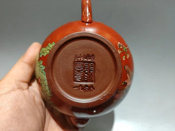 Yixing Zisha Pot Scholarly Aesthetic Kitchen Cute Sculpted Enamel Painted Floral