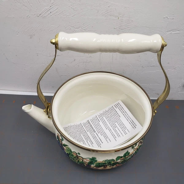 VTG Tabletops Unlimited Enamelware Kensington Garden 2 Qt Tea Kettle NIB