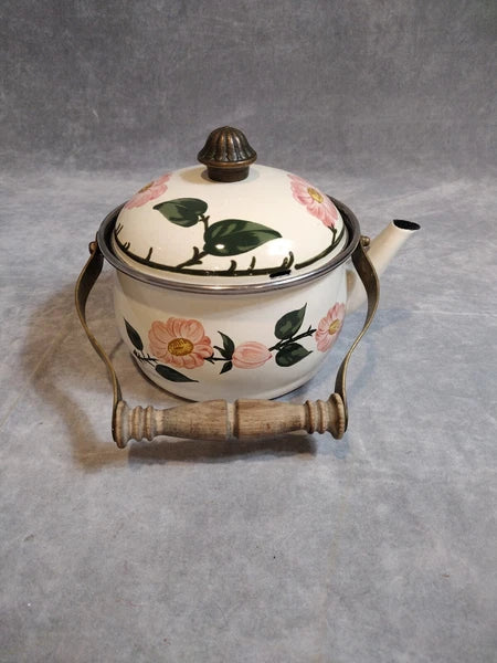 VTG, Villeroy & Boch, "Wild Rose" Enamel, Metal, Tea Pot, Kettle, With Lid