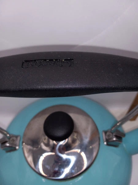 Chantal Whistling Tea Kettle 2 Qt Stovetop Enamel Turquoise Aqua Teapot