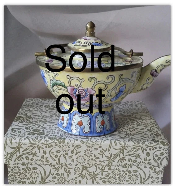 CLOISONNE ENAMEL HANDCRAFTED 2.5" TEAPOT ORNAMENT FIGURINE DECORATION 1 pc