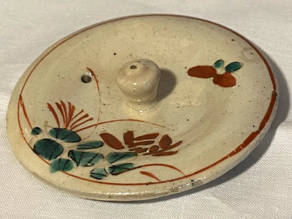 Antique Japanese Yellow Ware Ceramic Famille Rose Raised Enamel Teapot Signed