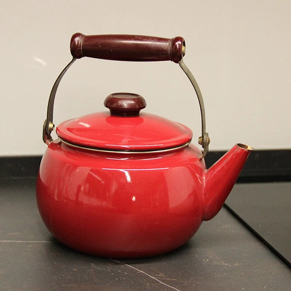 Vintage Retro Used Dark Red Water Kettle w/Handle for Decoration Tea Pot Teapot